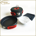 Camping Cookware Set, Anodized Aluminum Camping Pots kettle and Pans, BPA-FREE Lightweight Durable Folding Mess Kit